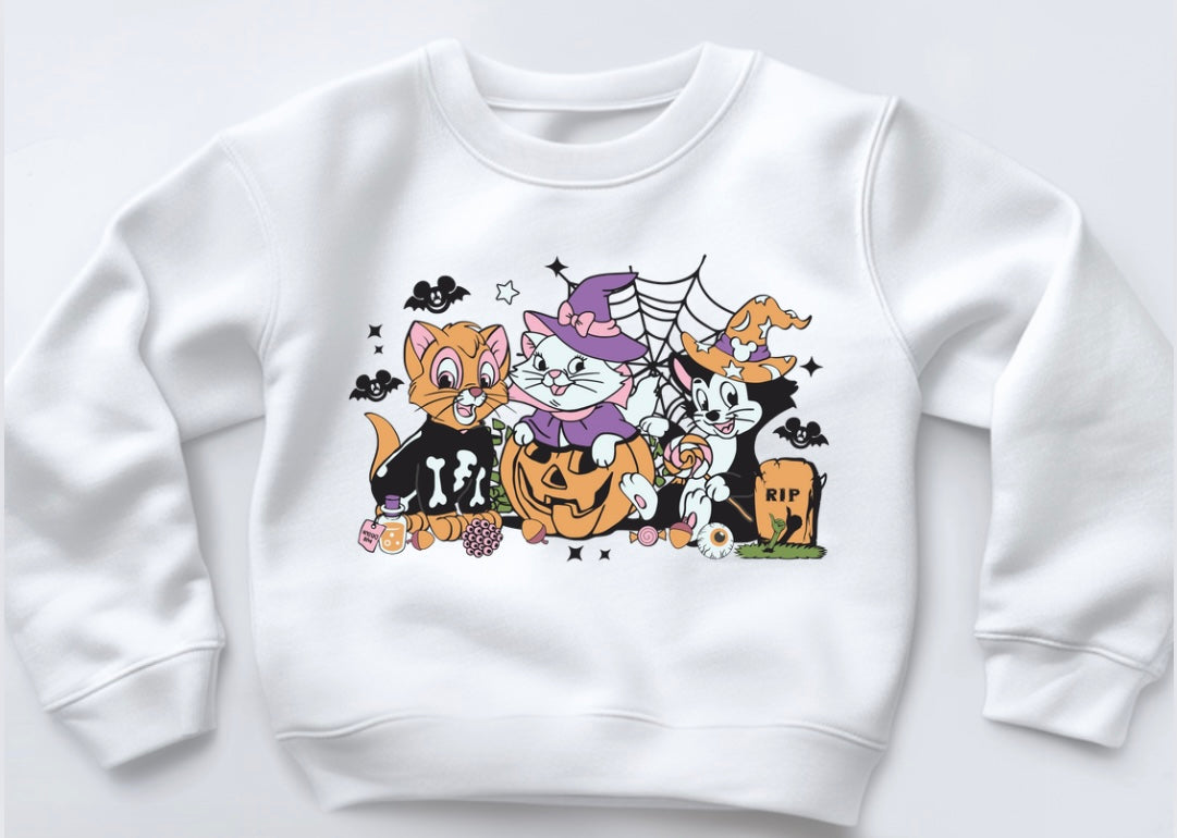 Halloween Cats Printed Sweatshirt