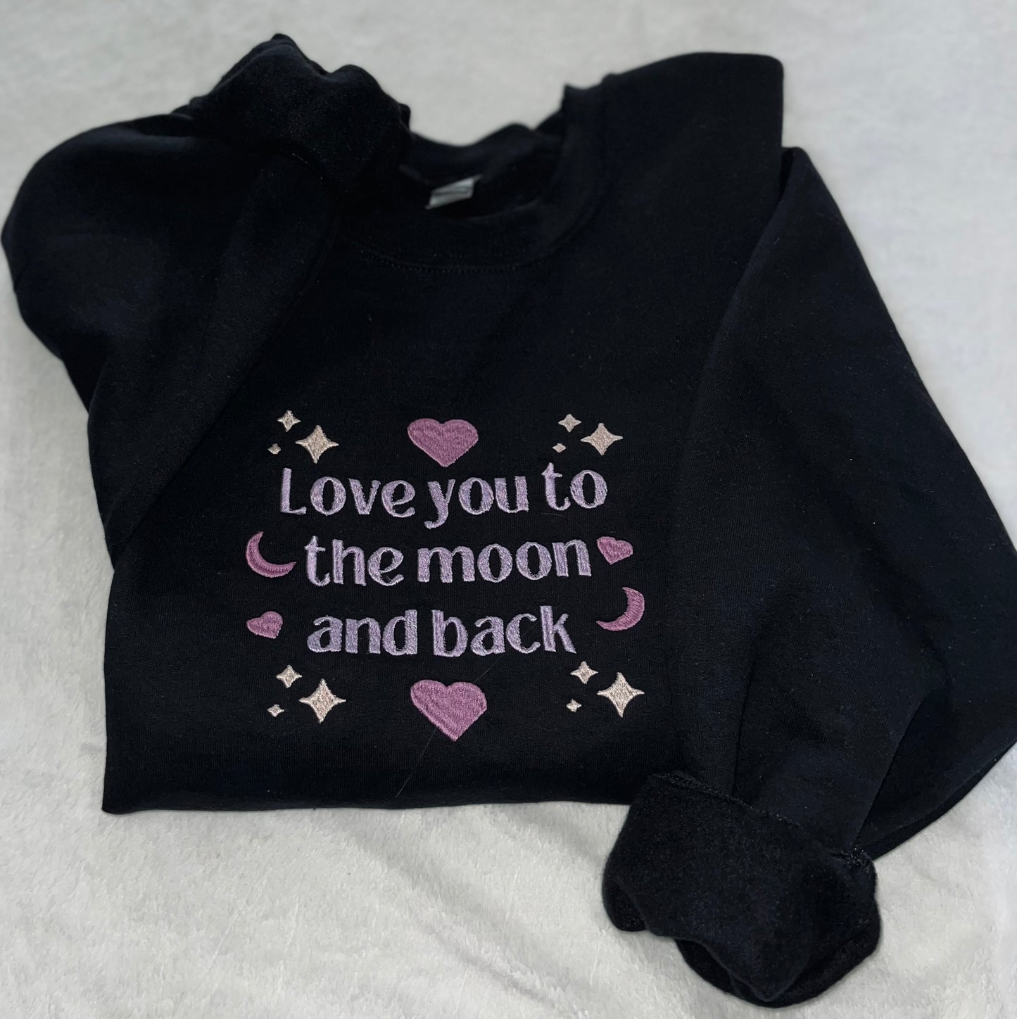 Love you to the moon and back slogan embroidered sweatshirt